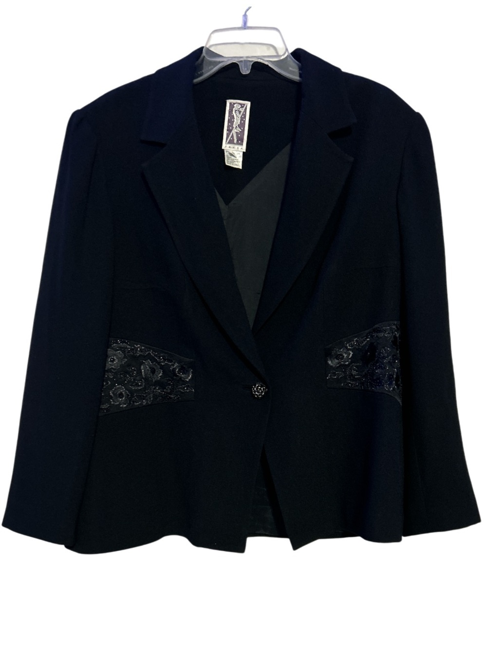 Vintage Zelda Black Jacket Womens Size 6 Beaded Embroidery  Size 16